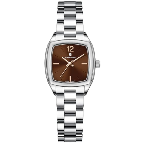 Image of Sapphero Ladies Watch Easy to Read Wristwatch, Women's Quartz Watch with Stainless Steel Strap, 5 ATM Waterproof, Classic Elegance Women Business Waterproof Watch