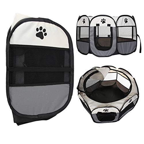 Youyijia Portable Pet Playpen Puppy Playpen Pet Dog Cat Playpen Cage Crate 91 x 91 x 58cm Soft Fabric Foldable Pet Indoor Outdoor for Rabbit Hamster Guinea Pig Gray