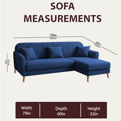 Image of Atticus RHS 4 Seater L Shape Sofa Set for Living Room (Blue Fabric) Premium Fabric Sofa Set