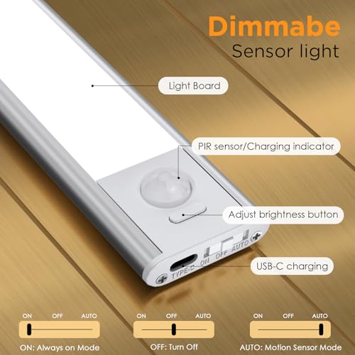 Image of Under Cabinet Lighting Wireless,56 LED Motion Activated Under Cabinet Lights Rechargeable, Magnetic & 3 Color Temps Closet Light Indoor Battery Operated, Under Counter Lights for Kitchen，Stairs