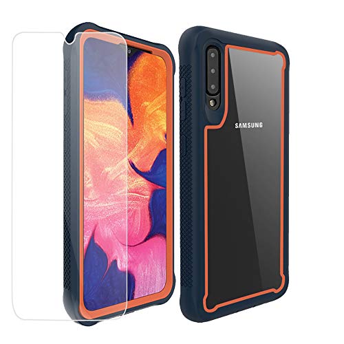 SUKCESO Galaxy A70 Phone Case Clear, Galaxy A70s Case Slim Anti Slip Full-Body Protective with Screen Protector,Dual Layer Rubber Bumper Shockproof Protective Case Cover for Samsung Galaxy A70 (Blue)