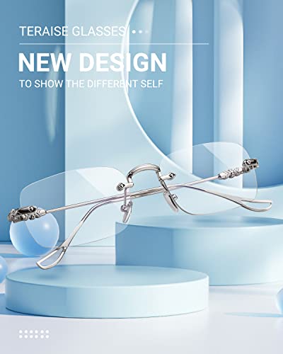 Teraise Frameless Metal Reading Glasses For Men/Women Blue Light Blocking -Rimless Fashion Comfortable Computer Eyeglasses #TOP1