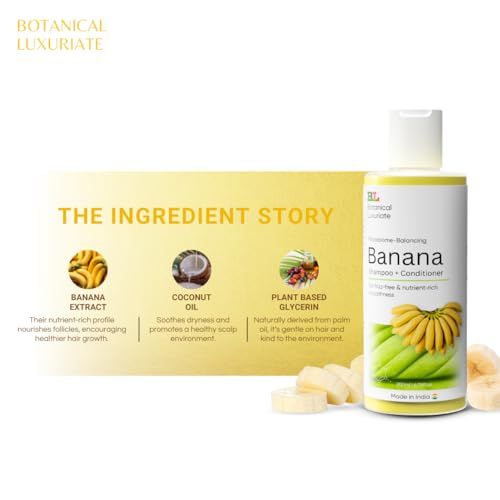 Image of Banana Natural Shampoo + Conditioner 200ml Moisture Lock for All Hair Types - Frizz Free Hair Upto 36 to 48 Hours - Sulphate & Paraban Free