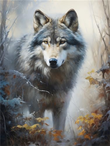 Kit broderie de perles loup pour s'initier au point de croix créatif