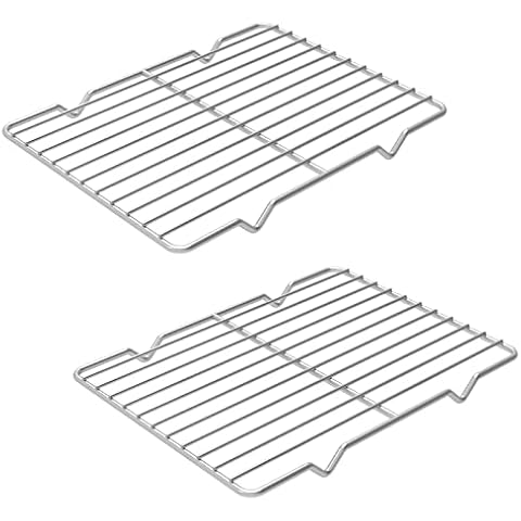 Linkidea Metal Grate Cooling Rack Pack of 2, Stainless Steel Baking Cooling Rack Rectangle 8'' x 10'', Oven Safe Grid Wire Racks for Roasting Disposable Pan Cover