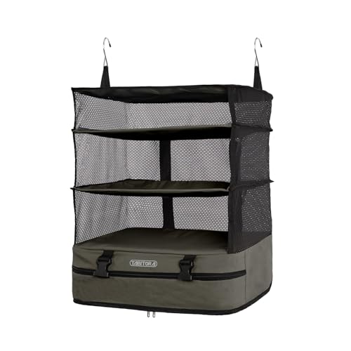 TABITORA Portable Hanging Travel Shelves Bag Packing Cube Organizer Suitcase Storage Large Capacity (Taupe XL)