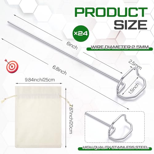 Image of Shimeyao 24 Pack 6 inch Archery Target Pins with Loop Handle Heavy Duty Stainless Steel for Thickened Bow Foam Straw Archery Targets for Backyard, Garden Landscape Staples, Range Hunting Practice