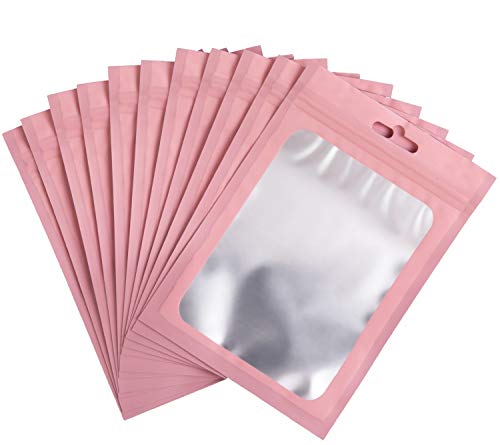 100 Pieces Resealable Mylar Ziplock Bags with Aluminum Foil Pouch Smell Proof Bag for Food Storage Self Sealing Storage Supplies