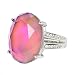Fun Jewels Elegant Multi Color Change Facet Oval Crystal Stone Brass Mood Ring Size Adjustable