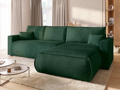 BROMARKT Sofa mit Schlaffunktion Couch L polsterreiniger Sofa Bettkasten Schlafsofa für Wohnzimmer Couch freistehend Havana Relaxsofa 3 sitzer 270x173x80 cm Grün