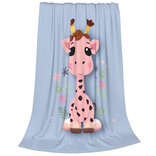 Couverture polaire rose girafe mignonne 127x101 cm pour canapé