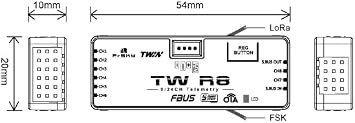 FrSky TW R8 Dual 2.4GHz Receiver 8CH PWM SBUS in/Out Black-Box OTA Firmware FBUS/S.Port Telemetry Long-Range Signal for RC Models Twin Protocol Compatible