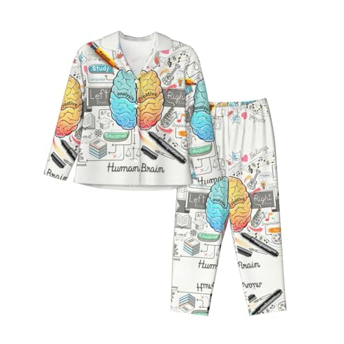 Pyjama 2 pièces imprimé cerveau humain en coton pour nuit originale