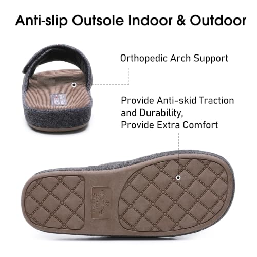 Image of House Slippers for Men Open Toe with Low Arch Support Rubber Sole