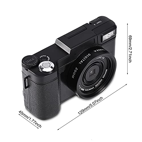 Câmera Digital Full HD 1080P, Câmera de Vídeo Digital 24MP 4X Filmadora Câmera de Fotografia com Len