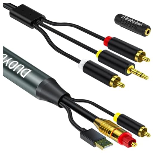 Digital Optical to Analog 3.5mm AUX Audio Cable, Optical to 2 RCA Adapter, All-in-one D/A Audio Converter, for TV/PS4/Xbox/DVD SPDIF/TOSLINK/Optical Port to Sound Box Amplifier Headphones (10ft)…