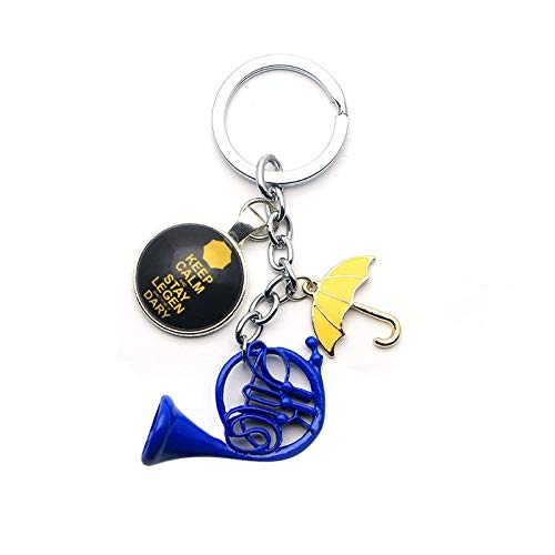 YHJGKO 1 Pieza   `` Cómo conocí a tu Madre '' Madre Paraguas Amarillo Llavero Cuerno francés Azul, Instrumentos Musicales, Llavero