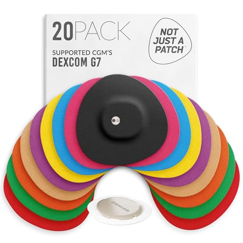 Not Just A Patch Dexcom G7 Adhesive Patches (20 Pack) – Stelo CGM Sensor Patches with Precision-Cut Hole for Ventilation – Multicolor