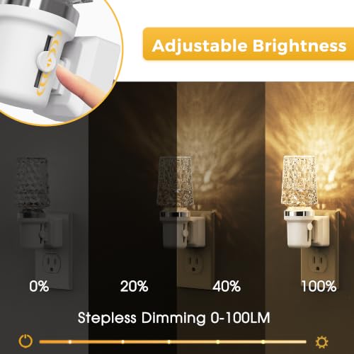 Image of L LOHAS LED Night Light, Dimmable Night Lights Plug into Wall, Light Sensor | Automatic Nightlights Plug in, 3000K LED Acrylic Nightlight, Crystal Decorative, Hallway Bedroom Bathroom [White Base,1 Pack]