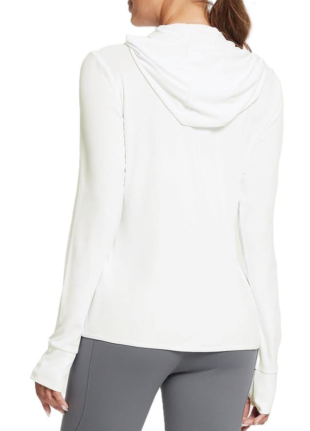 Image of Alexvyan Size-L White Full Length Women's UV & Sun Protection Jacket with 4 Pocket, Lightweight Summer Sun Screen Hoodie, UPF 50+ Protection for Outdoors, Long Full Zipper Jacket- FIT 50-65 KG