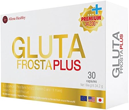 Gluta Frosta Plus 30 Caps Whitening Skin Reduce Acne Freckles, Dark Spot (L-Glutathione , L -Cysteine, L-Glutamine, Alpha Lipoic Acid , Vitamin C Ascorbic Acid, Co Q10, Vitamin E, Pine Bark extract )