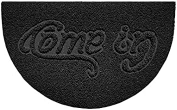 Nicoman Embossed Halfmoon Half Circle Door Mat Dirt-Trapper Jet-Washable Doormat 70x44cm (Grey, HEART Shape) - Use Indoor or Sheltered Outdoor