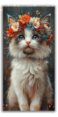 Kit créatif enfant et adulte de broderie diamant strass 5D DIY grand format 90x180cm motif chat