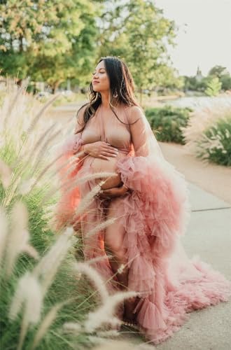 Image of BATHGOWN Sexy Illusion Long Lingerie Tulle Robe Nightgown Bathrobe Sleepwear Bridal Robe Wedding Scarf