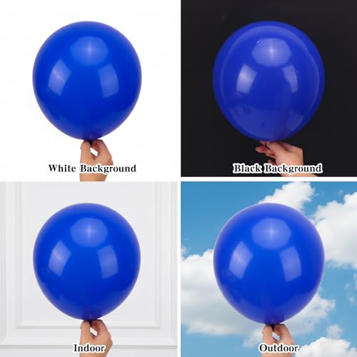 Image of RUBFAC Royal Blue Balloons 65pcs, 12 Inch Party Balloon with Ribbons for Birthday, Baby Shower Graduation Baseball Nautical Party Decorations