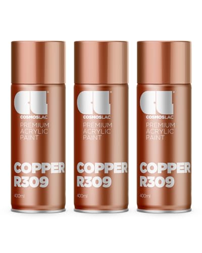 COSMOS LAC Sprühlack Sprühdose - 400ml - Sprühfarbe für den DIY-Bereich, geeignet für alle Oberflächen - Lackspray (3, Kupfer)