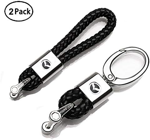VILLSION 2Pack Genuine Leather Key Chain Car Logo Keychain Auto Decoration Gift