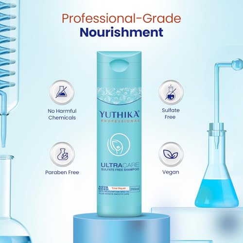 Image of Yuthika Professional Ultracare Sulfate Free Shampoo 250 ml | Total Repair Shampoo for Damaged, Dry & Frizzy Hair | Gentle Daily Care for Women & Men