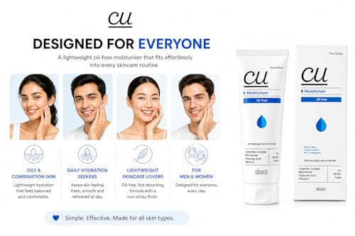 Image of CU Oil-Free Barrier Repair Moisturiser 75ml | Enriched With with Ceramides Complex, Niacinamide, Hyaluronic Acid & Vitamin E | Non-Comedogenic, Dermatologist Recommended | Daily Moisturizer for All Skin Types