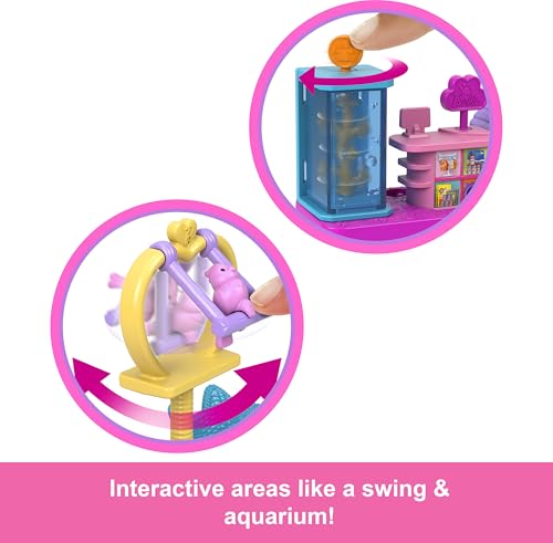 Barbie Mini BarbieLand Collectible Pet Boutique Playset with 1.5-Inch Doll, Pet Product Display, Check Out Stand, Pet House & Cat Baskets for Storytelling Play