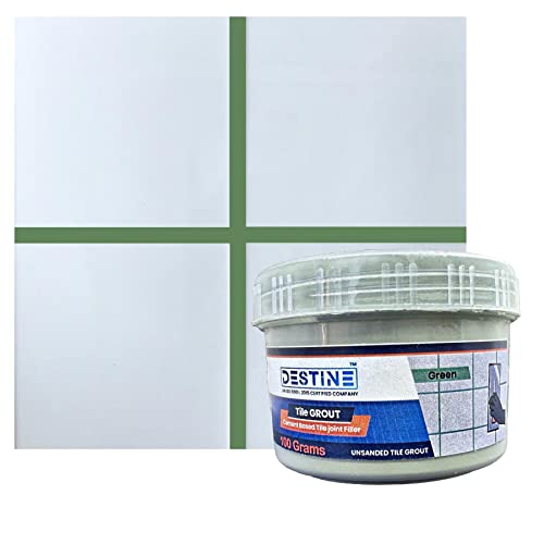 Image of DESTINE READY-TO-MIX inchTILE GROUT inch (16 COLOURS) (ALL PACKS: 100 Gm,250 Gm,400 Gm,800 Gm,1 Kg), Waterproof, Cement Based Tile Joint Filler, Tiles Gap Filler, Mosaic Gap Filler (100 Gm, Green)