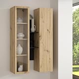 Forte BREATHTAKER Hängevitrine 80 90, moderner Skandi-Stil, 2-türig, beleuchtet, offene...