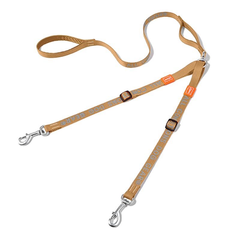 HOWGO Double Dog Leash, No Tangle 360° Swivel, Adjustable Two Padded Handles, Double Clip Dog Leash Coupler Splitter Breeds (Brown, 2/3'' x 4.8 FT, UltraLight)