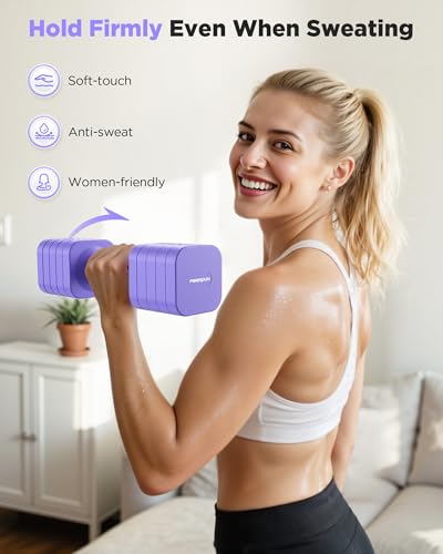 Image of FEIERDUN DB3 5-in-1 Adjustable Dumbbell Set of 2, 12LBS /20LBS Hand Weights for Women, Men, 1s-Adjust Dual-Stable Dumbbell Set for Women Home Gym & Outdoor