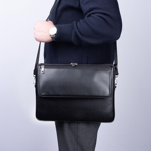 2K S.Deri Laptop Çantası,Tablet Çantası,13.3'' inç,Vegan,Omuz ve Valiz Askılı,Aksesuar ve Evrak Cepli,24 * 34 * 2 cm.,Siyah - Görsel 7