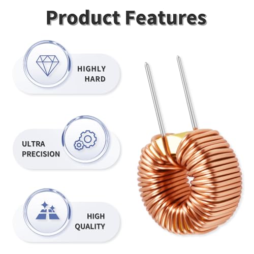FOCMKEAS 6 Pcs Vertical Toroid Magnetic 100uh 4A Inductance Coil toroid core Inductor Kit Toroid Inductor for DIY Circuit Board Transformers