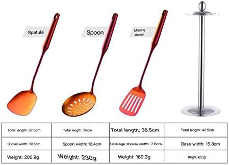 Stainless Steel Cooking Tools Set Gold Soup Ladle Spoon Slotted Shovel Cooking Utensils Spatula Strainer Pasta Server ladle，Colorful