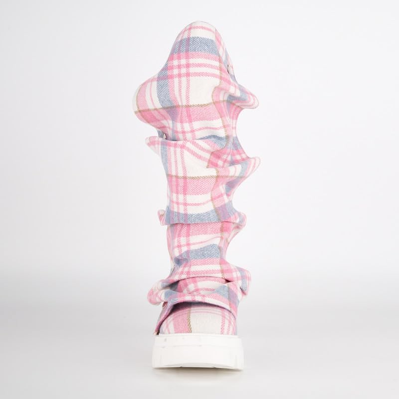 sexytag Women's Platform Slouchy Fold Over Boots Mid Calf Block Heel Round Toe Western Pull on Fashion Boot - Image 6