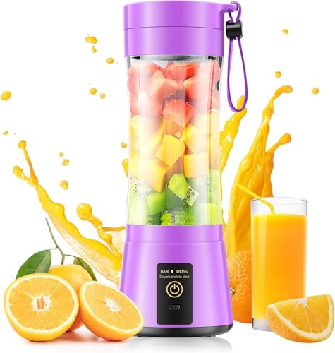 Image of Portable Blender for Smoothies and Shakes - Personal Size Mini Blender with 380Ml Travel Cup, 6 Stainless Steel Blades for Powerful Blending, Fresh Fruit Juicer for Home /Travel