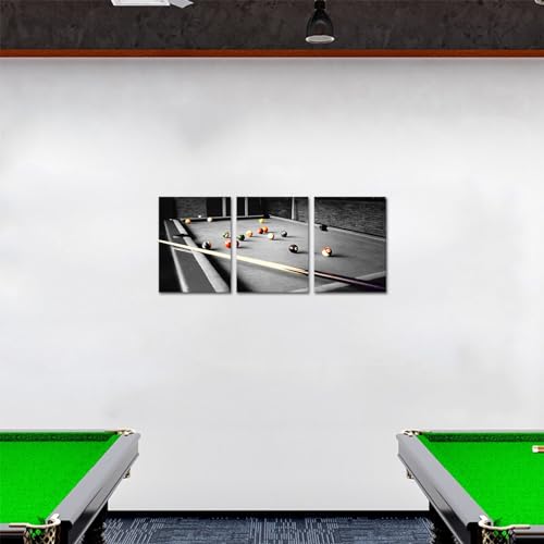 HOMEOART Billiard Wall Art Teenage Boy Room Decor Boys Bedroom Decor Framed Canvas Wall Art Ready to Hang 12inchx16inchx3 Piece - Image 3