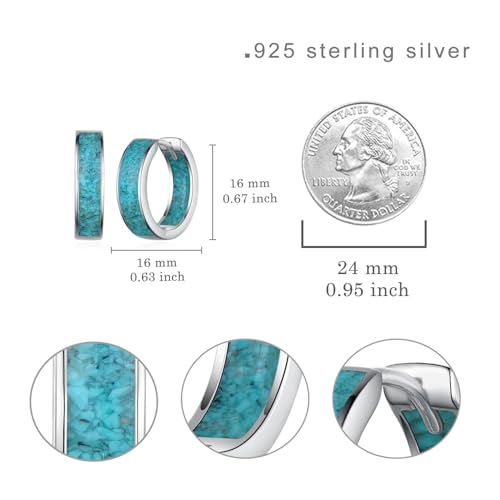 Hoop Earrings for Men 925 Sterling Sliver Turquoise Hoop Earrings Turquoise Jewelry Gifts for Men4