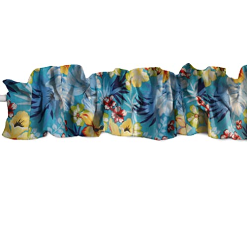 Zen Creative Designs Cotton Floral Hawaiian Tropical Print Sleeve Topper Window Valance Top Bottom Ruffle Home Décor Bedroom Nursery Kitchen Window (72