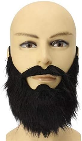 Newooh Man Halloween Beard Facial Hair Disguise Game Black Mustache, Funny Costume Accessories Cosplay Party