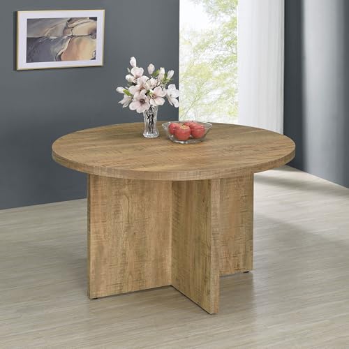 Coaster Home Furnishings - Jamestown - Engineered Wood - Round Dining Table with X-Cross Base - Kitchen, Breakfast Nook - 47-Inch - Mango - 183021