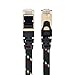 Short Ethernet Cable 2Pack, SNANSHI Cat 7 Flat Ethernet Cable 5 ft Nylon Braided RJ45 Network LAN Cable for Modem Router LAN Network Playstation Xbox Black