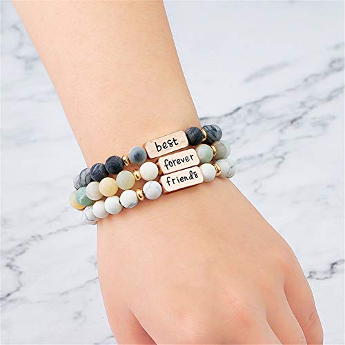 Yinris 3 Pcs Natural Volcanic Stone Friendship Bracelets Handmade Beaded Stretch Bracelets (Bra000001 (Best Friends Forever) #TOP1